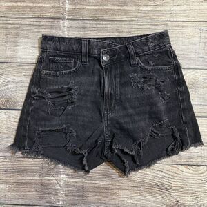 American Eagle Jean Mom Shorts Distressed Cut Offs‎ Stretch Womens 00 Black